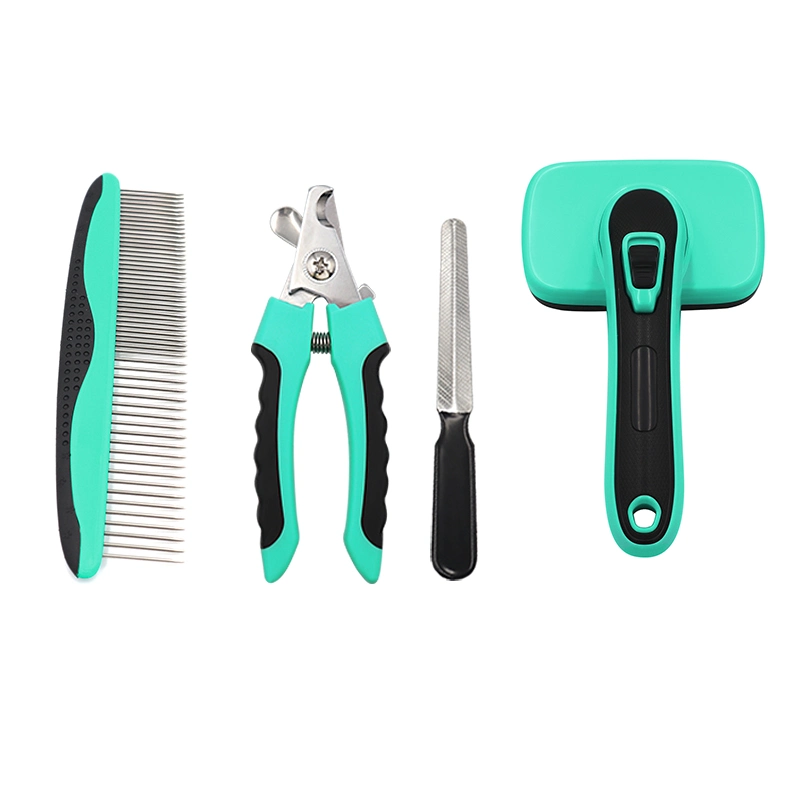 Wholesale Pet Self-Clean Hair Professional Pet Grooming Brush Long Tooth Undercoat Pet Flea Comb Dog and Cat Nail Clipper Set Dematting Comb for Pets Grooming