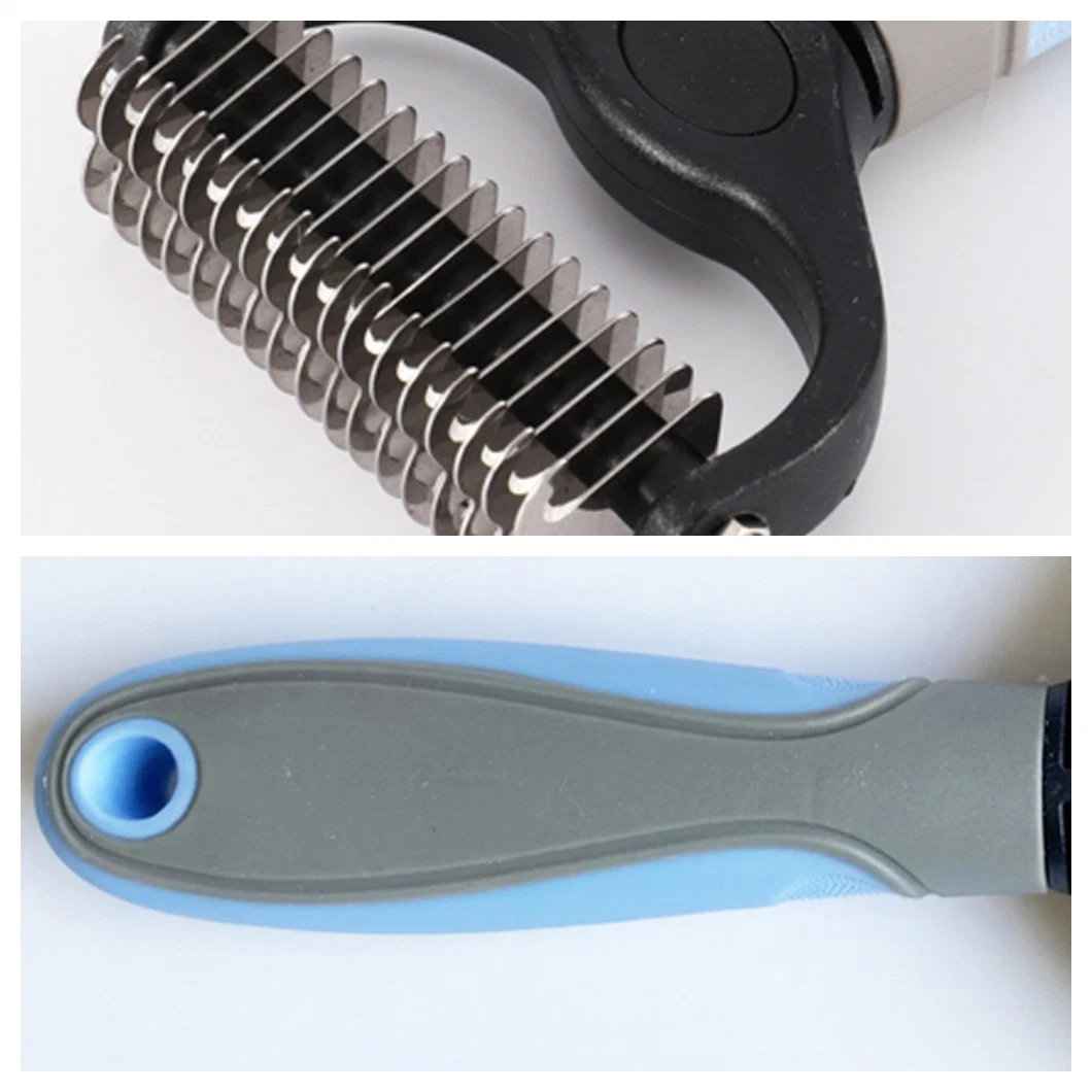 Cat Hair Removal Comb Double Sided Blades Fur Dematting Trimmer Deshedding Brush Dog Pet Grooming Tool